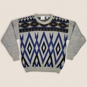 Vintage 90s Wool Blend Grandpa Sweater | Together | Size Small